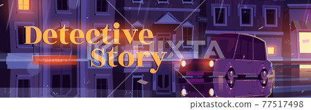 Detective story tour banner with night city street - Stock Illustration ...