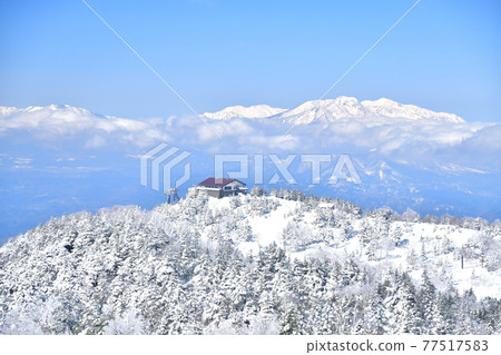 從寺廟小屋滑雪場（長野縣山之內町）看妙高山 [2021.3] 77517583