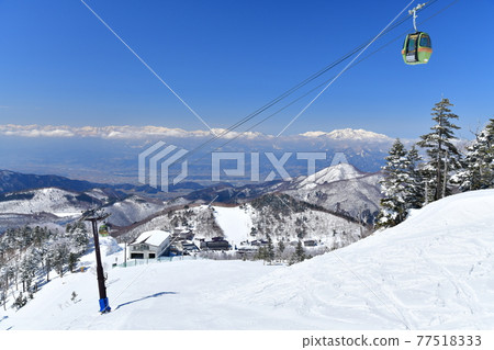 從東立山滑雪場（志賀高原）眺望北阿爾卑斯山和妙高山 [2021.3] 77518333