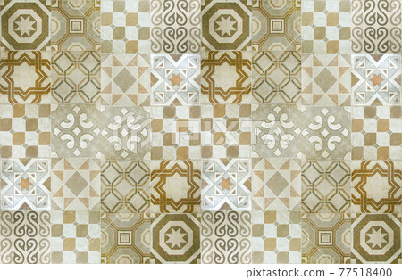 Vintage ceramic tiles wall decoration.Turkish ceramic tiles wall background 77518400