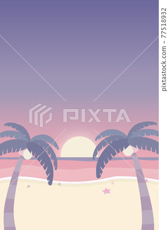 Summer morning seaside sunrise picture postcard summer greeting vector illustration printing refill 3mm Summer morning seaside sunrise picture postcard summer greeting vector illustration printing refill 3mm 77518932