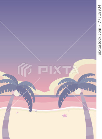 Summer morning seaside sunrise picture postcard summer greeting vector illustration printing refill 3mm 77518934