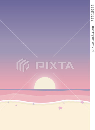 Summer morning seaside sunrise picture postcard summer greeting vector illustration printing refill 3mm 77518935
