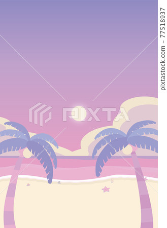 Summer dusk seaside sunset picture postcard summer greeting vector illustration refill 3mm 77518937