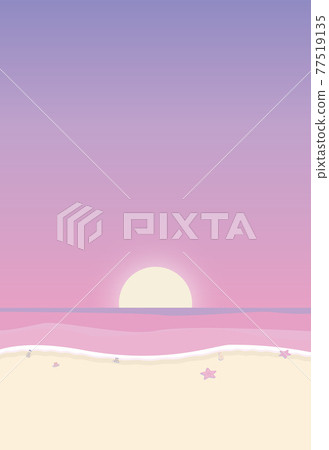 Summer dusk seaside sunset picture postcard summer greeting vector illustration printing refill 3mm 77519135