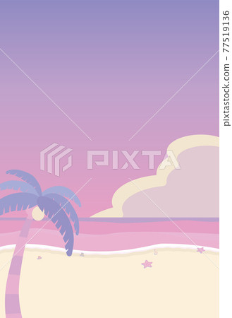 Summer dusk seaside sunset picture postcard summer greeting vector illustration refill 3mm 77519136