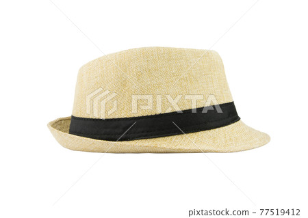 pretty straw hat isolated on white background 77519412
