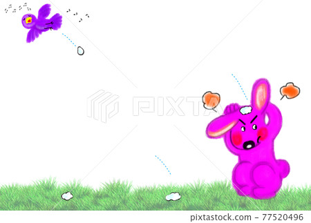 Illustration of a rabbit with a bird dropping on its head. Illustration of a rabbit with a bird dropping on its head. 77520496