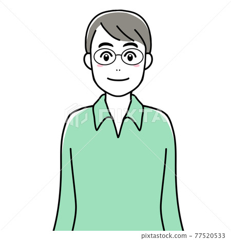 一個戴眼鏡微笑的成年男子的面部表情 77520533