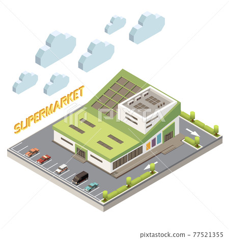Shopping Mall Isometric Concept Shopping Mall Isometric Concept 77521355