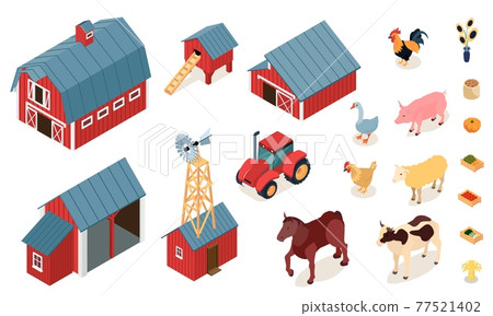 Farm Isometric Set - Stock Illustration [77521402] - PIXTA