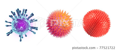 Coronavirus cells or bacteria molecule. Virus Covid-19. Virus isolated on white. 77521722