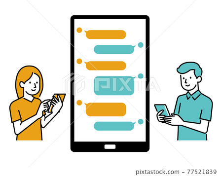 男人和女人在 SNS 上交談 男人和女人在 SNS 上交談 77521839