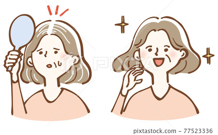 Hair Care Damaged Hair Beauty Hair Woman Illustration Set 77523336