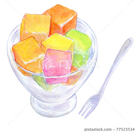 Watercolor illustrations of the world's sweets Turkish delight Watercolor illustrations of the world's sweets Turkish delight 77523534