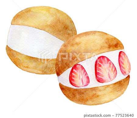 Watercolor illustration World sweets Maritozzo Watercolor illustration World sweets Maritozzo 77523640