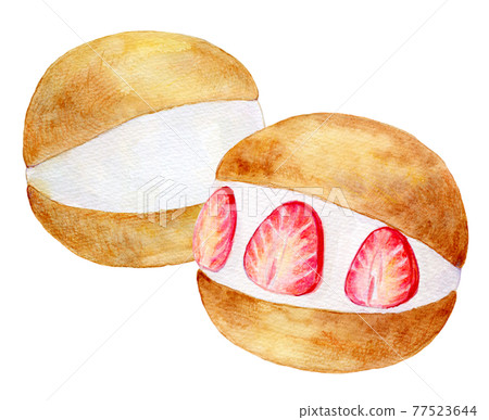 Watercolor illustration World sweets Maritozzo 77523644