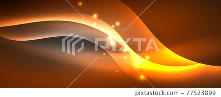 Shiny glowing neon wave, light lines abstract background. Magic energy and motion concept. Vector wallpaper template Shiny glowing neon wave, light lines abstract background. Magic energy and motion concept. Vector wallpaper template 77523899