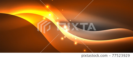 Shiny glowing neon wave, light lines abstract background. Magic energy and motion concept. Vector wallpaper template Shiny glowing neon wave, light lines abstract background. Magic energy and motion concept. Vector wallpaper template 77523929