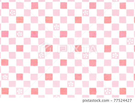 梅花圖案粉色和紅色復古可愛方格圖案背景 梅花圖案粉色和紅色復古可愛方格圖案背景 77524427