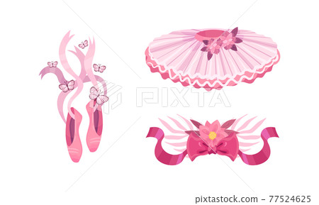 Tutu Skirt and Pointe Shoes as Ballet Accessory Vector Set Tutu Skirt and Pointe Shoes as Ballet Accessory Vector Set 77524625
