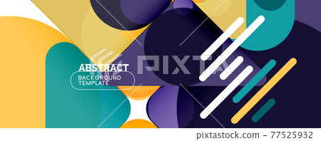 Modern geometric round shapes and dynamic lines, abstract background. Vector illustration for placards, brochures, posters and banners 77525932