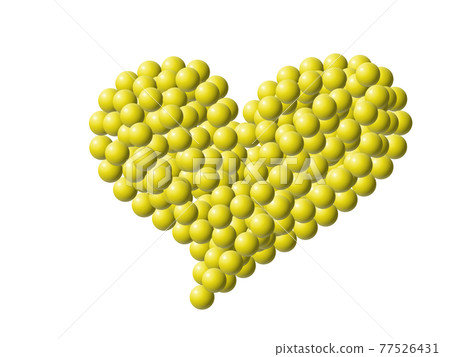 Three-dimensional heart yellow 77526431