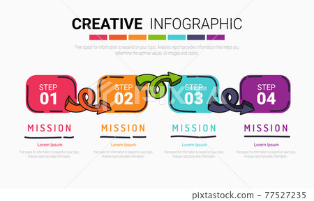 Abstract infographics number options template with steps, with 4 label. Can be used for workflow layout, diagram, business step options, banner, web design. Vector eps 10. Abstract infographics number options template with steps, with 4 label. Can be used for workflow layout, diagram, business step options, banner, web design. Vector eps 10. 77527235