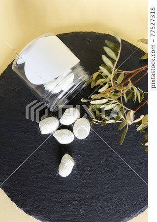 Natural white cocoons, a source of silk thread and silk fabric and can use for facial scrub and spa massage treatment Natural white cocoons, a source of silk thread and silk fabric and can use for facial scrub and spa massage treatment 77527318