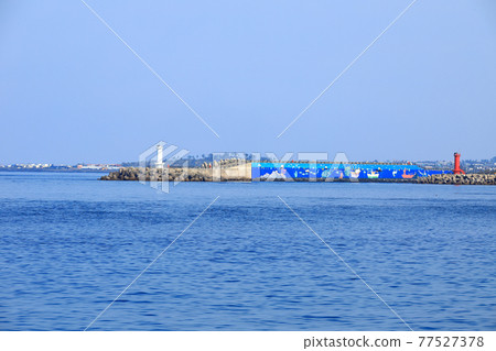 客船、船、碼頭、港口、海洋、海浪、壁畫、燈塔、防波堤、 客船、船、碼頭、港口、海洋、海浪、壁畫、燈塔、防波堤、 77527378