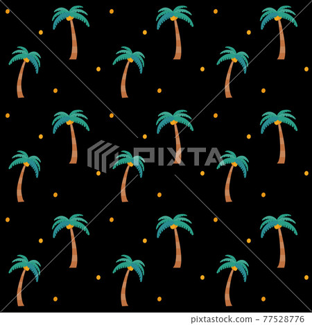夏季熱帶棕櫚樹無縫圖案黑色背景 夏季熱帶棕櫚樹無縫圖案黑色背景 77528776