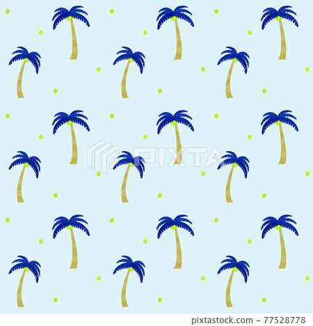 夏季熱帶棕櫚樹無縫圖案淺藍色背景 夏季熱帶棕櫚樹無縫圖案淺藍色背景 77528778