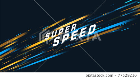 Abstract vector background with bright lights in movement forming neon tail with super speed text 77529210