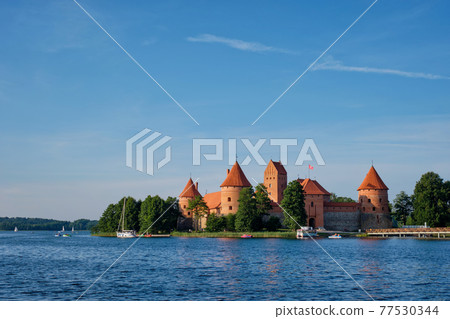 Trakai Island Castle in lake Galve, Lithuania Trakai Island Castle in lake Galve, Lithuania 77530344
