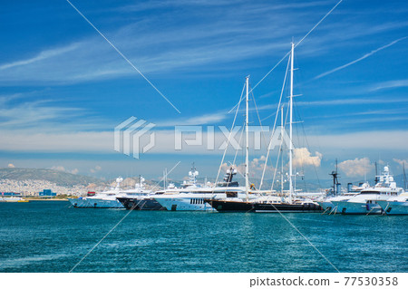 Yachts and boats in port of Athens. Athens, Greece 77530358