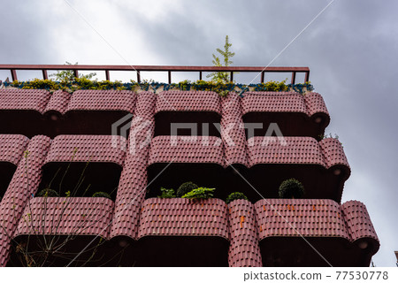 Luxury residential brick buildings in central Madrid 77530778