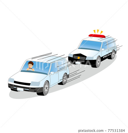 A driver chased by a police car A driver chased by a police car 77531384