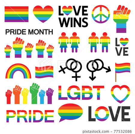 Vector set of flat lgbt pride rainbow elements 77532086