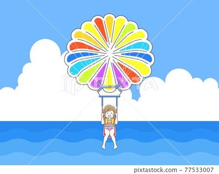 Illustration of a woman parasailing Illustration of a woman parasailing 77533007
