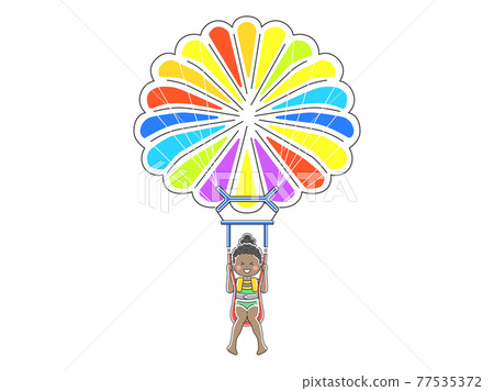 一個女人滑翔傘的插圖 77535372