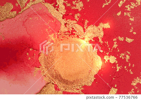 Abstract gold, rose and red marble texture with sparkles 77536766