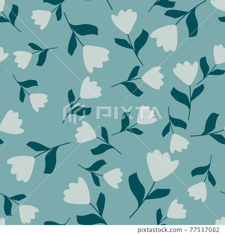 Seamless pattern with random tulip flower hand... - Stock Illustration ...
