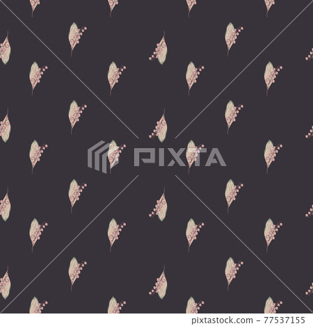 Abstract nature seamless pattern with botany lily of the valley ornament. Dark purple background. 77537155