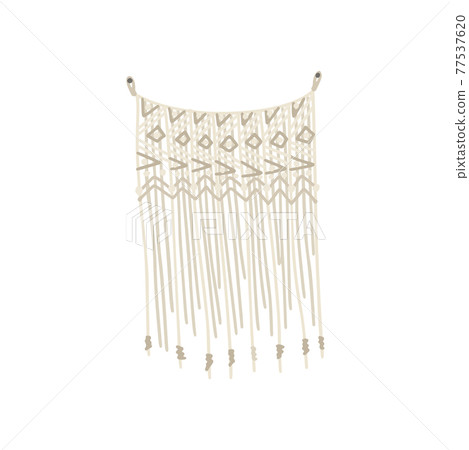 Macrame. Boho style, interior element, wall decor. Vector simple drawing, cartoon flat style 77537620