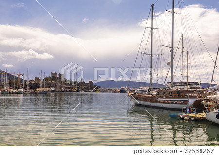 Bodrum at sunrise, Turkey. View of the Saint Peter Castle Bodrum at sunrise, Turkey. View of the Saint Peter Castle 77538267