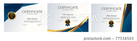 Certificate of achievement template set Background collection set. Award diploma design blank. Vector Illustration Certificate of achievement template set Background collection set. Award diploma design blank. Vector Illustration 77538503