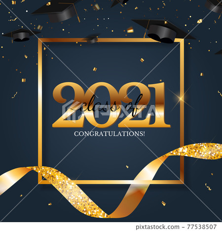 Graduation class of 2021 with graduation cap... - Stock Illustration ...