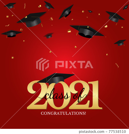 Graduation class of 2021 with graduation cap... - Stock Illustration ...