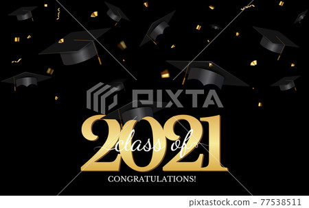 Graduation class of 2021 with graduation cap... - Stock Illustration ...
