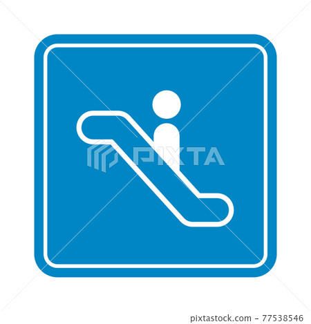 Escalator go down with simple man icon, detailed blue icon on the white background 77538546